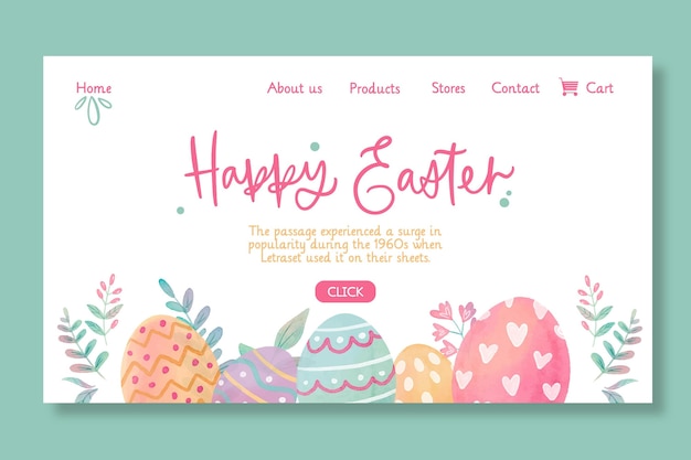 Vector gratuito plantilla de página de destino de feliz pascua