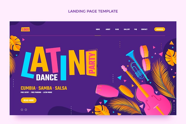 Plantilla de página de destino de fiesta de baile latino degradado