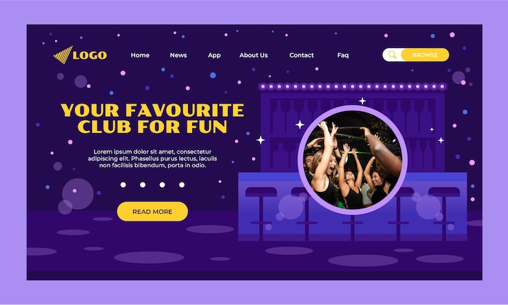 Vector gratuito plantilla de página de destino de fiesta de club nocturno