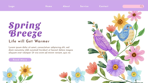 Vector gratuito plantilla de página de destino floral de celebración de primavera
