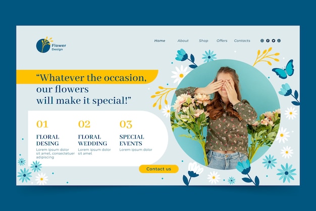 Vector gratuito plantilla de página de destino floral de celebración de primavera