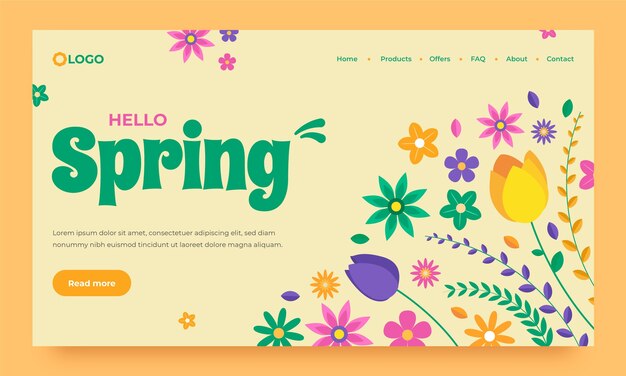 Plantilla de página de destino floral para celebración de primavera