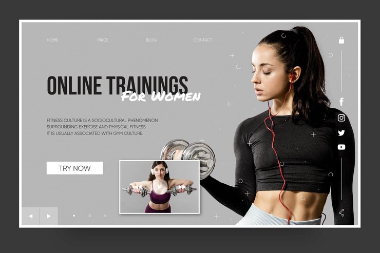 Vector gratuito plantilla de página de destino de formación online para mujeres
