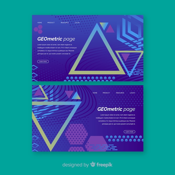 Vector gratuito plantilla de página de destino de formas geométricas
