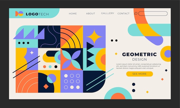 Vector gratuito plantilla de página de destino geométrica de diseño plano