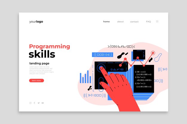 Plantilla de página de destino de habilidades de programación plana
