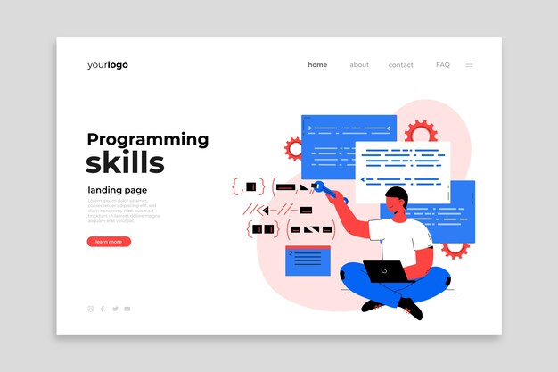 Plantilla de página de destino de habilidades de programación plana