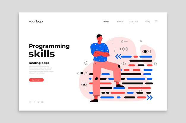 Plantilla de página de destino de habilidades de programación plana