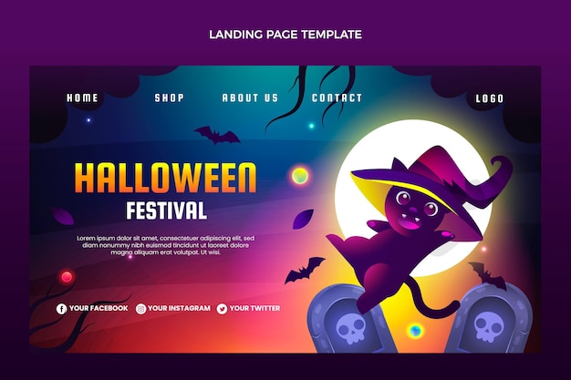 Vector gratuito plantilla de página de destino de halloween degradado