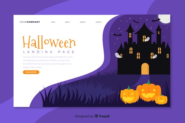 Vector gratuito plantilla de página de destino de halloween de diseño plano