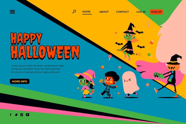 Vector gratuito plantilla de página de destino de halloween plana