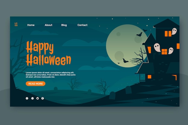 Vector gratuito plantilla de página de destino de halloween plana