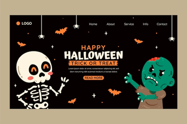 Vector gratuito plantilla de página de destino de halloween plana