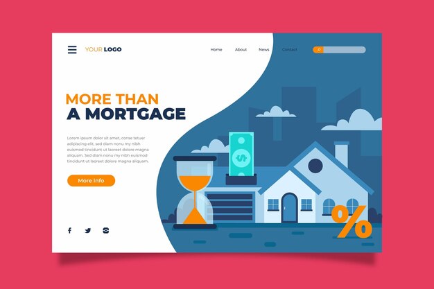 Vector gratuito plantilla de página de destino de hipotecas