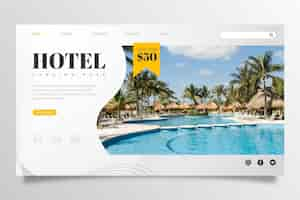 Vector gratuito plantilla de página de destino de hotel moderno con foto