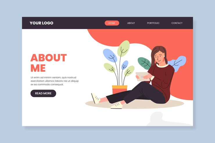 Vector gratuito plantilla de página de destino ilustrada sobre mí
