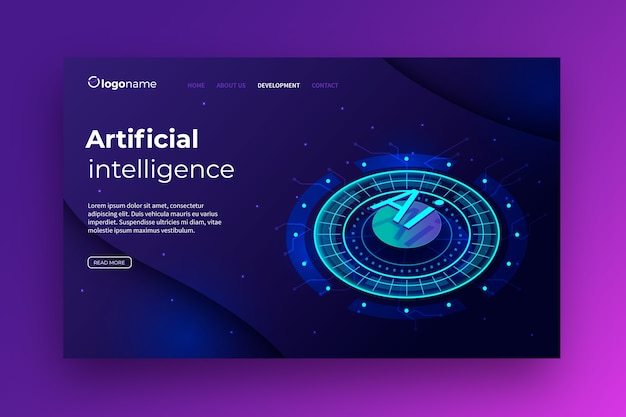 plantilla de página de destino de inteligencia artificial