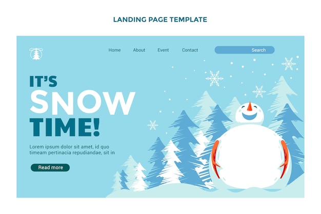 Vector gratuito plantilla de página de destino de invierno plana dibujada a mano