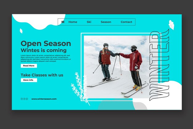 Plantilla de página de destino de invierno plana