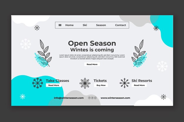 Vector gratuito plantilla de página de destino de invierno plana