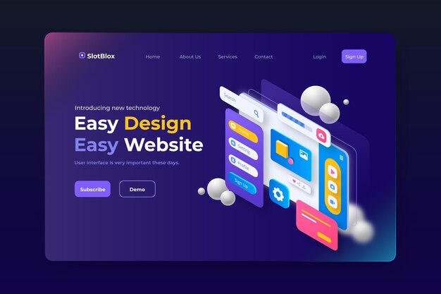 Plantilla de página de destino isométrica ui / ux