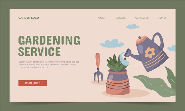 Plantilla de página de destino de jardinería y cultivo