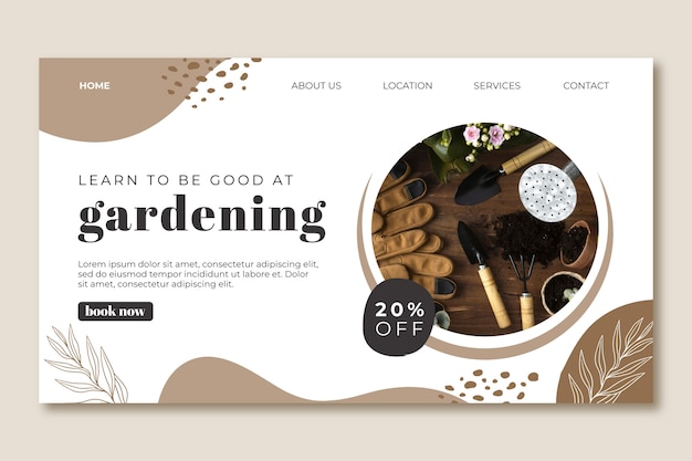 Vector gratuito plantilla de página de destino de jardinería plana