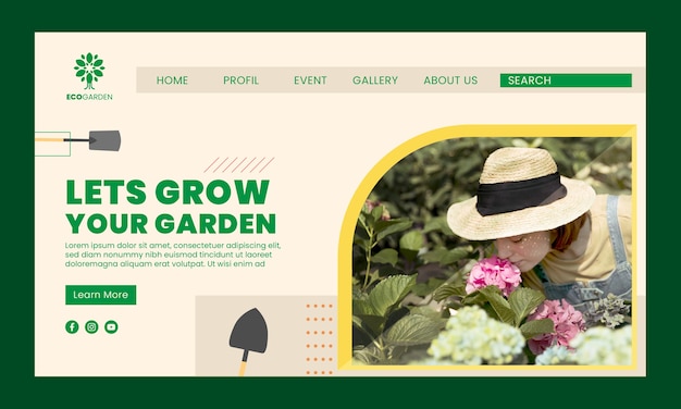 Vector gratuito plantilla de página de destino de jardinería plana