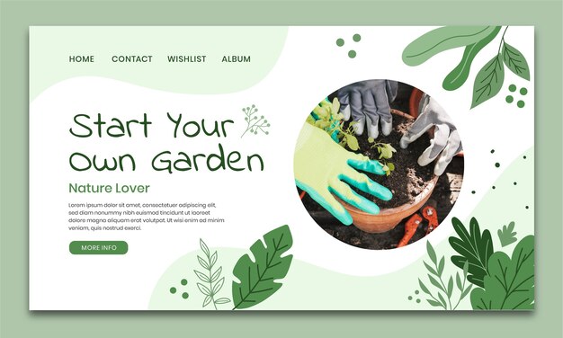 Plantilla de página de destino de jardinería plana