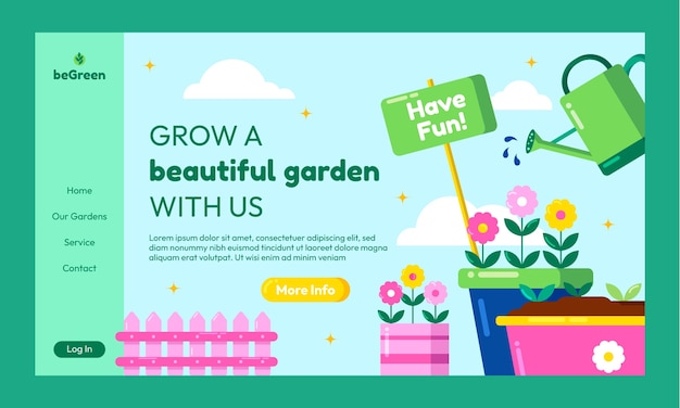 Vector gratuito plantilla de página de destino de jardinería plana