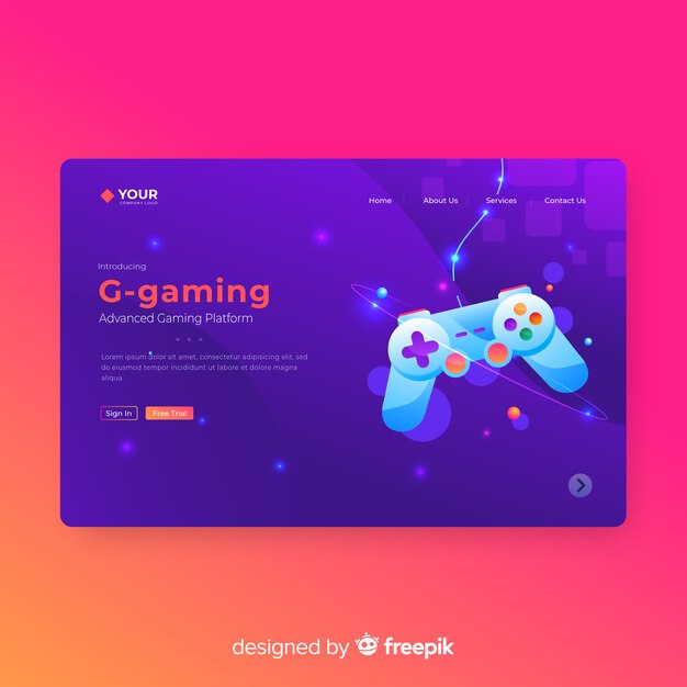 Plantilla de página de destino para juegos