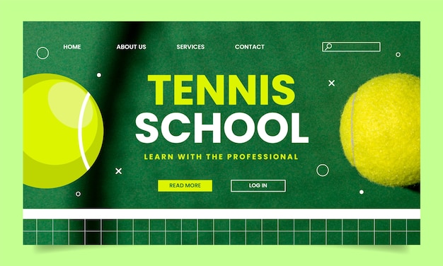 Vector gratuito plantilla de página de destino de lecciones de tenis de diseño plano