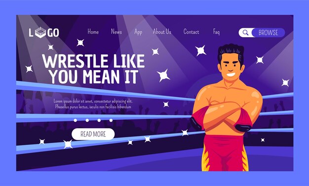 Plantilla de página de destino de lucha libre dibujada a mano