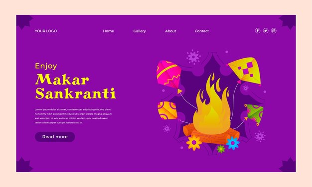 Plantilla de página de destino makar sankranti degradado