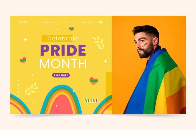 Plantilla de página de destino del mes del orgullo dibujada a mano