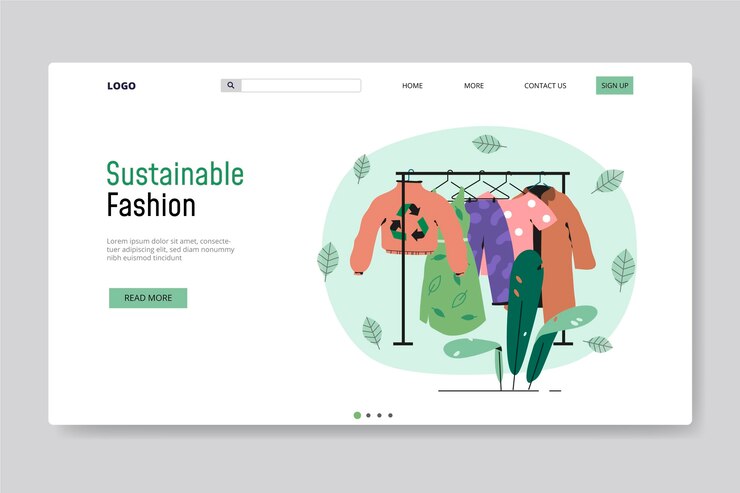 Vector gratuito plantilla de página de destino de moda sostenible dibujada a mano plana