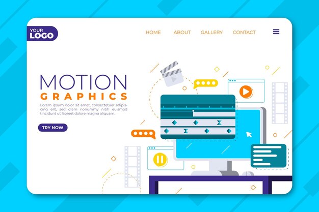 Plantilla de página de destino de motiongraphics plano orgánico