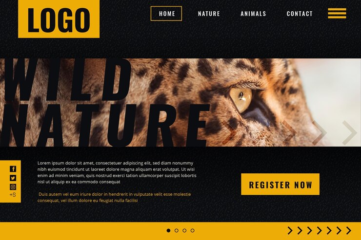 Vector gratuito plantilla de página de destino para naturaleza salvaje con guepardo