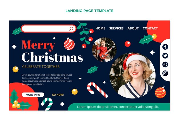 Plantilla de página de destino de navidad plana