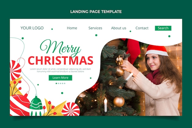 Plantilla de página de destino de navidad plana