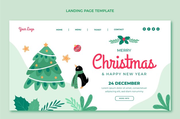 Plantilla de página de destino de navidad plana