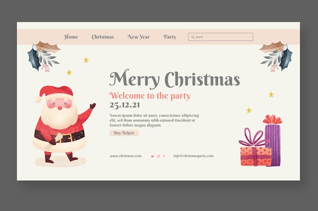 Vector gratuito plantilla de página de destino navideña en acuarela