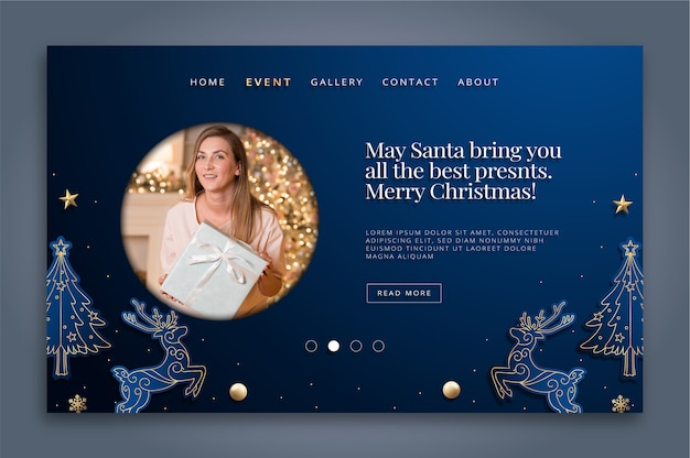 Vector gratuito plantilla de página de destino navideña realista