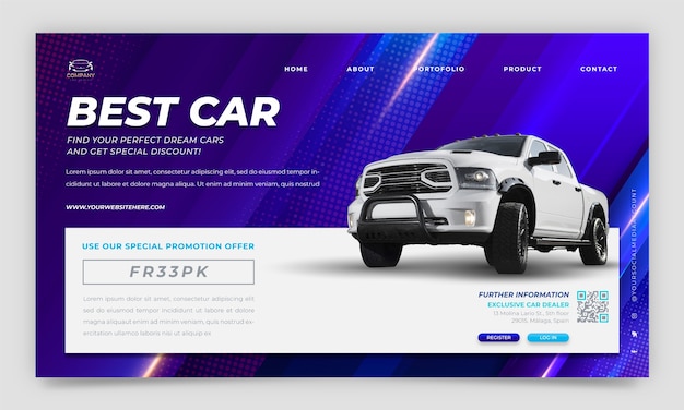 Vector gratuito plantilla de página de destino de negocio de concesionario de automóviles