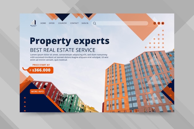 Plantilla de página de destino de negocios inmobiliarios
