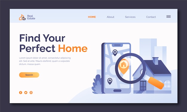 Vector gratuito plantilla de página de destino de negocios inmobiliarios