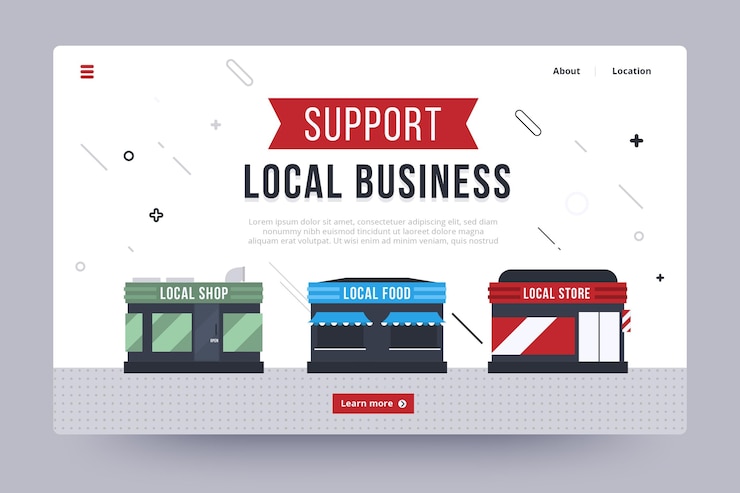 Vector gratuito plantilla de página de destino de negocios locales