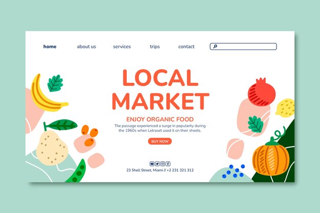 Plantilla de página de destino de negocios de mercado local plano