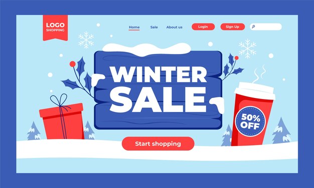 Plantilla de página de destino de negocios de venta de temporada de invierno