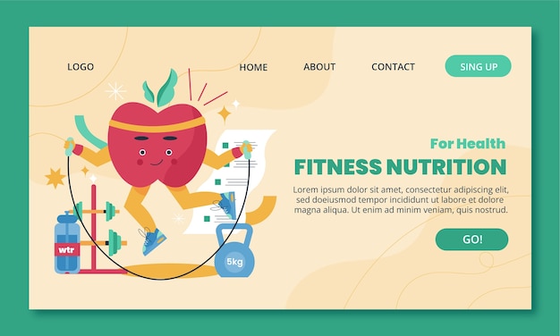 Vector gratuito plantilla de página de destino de nutrición física